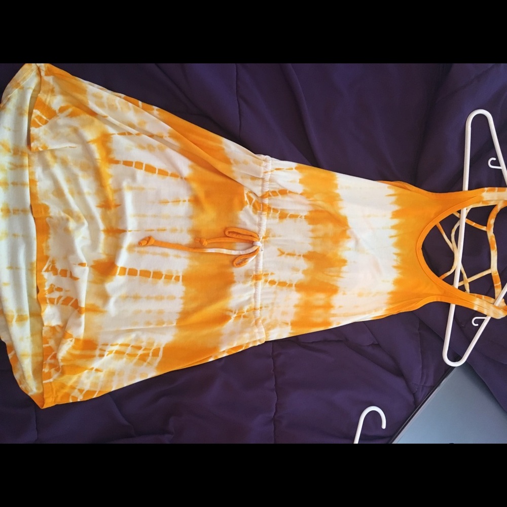 Orange and yellow tie die dress
